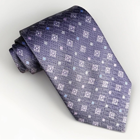 Colours Alexander Julian 100% Silk Mens Tie Light Blue Pastel Accents Geometric - Picture 1 of 6